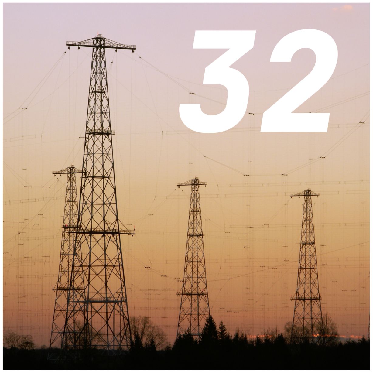 four powerlines in the evening